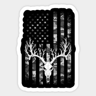 Buck Deer Hunting American Camouflage USA Flag Sticker